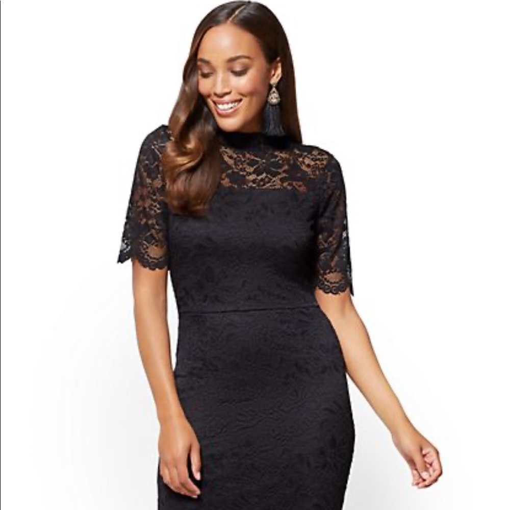 NWT NY & Co midi black lace dress